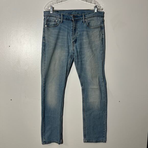 Levi’s 513 Slim Straight Flex Fit 5 Pocket Washed Blue Denim Jeans Mens 33x30 - Picture 1 of 8